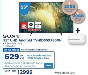 HiFi Corp Sony 55" UHD Android TV-LD55X7500H offer