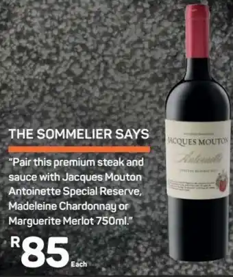 Pick n Pay Jacques Mouton Antionette Special Reserve Madeleine Chardonnay or Marguerite Merlot 750ml offer