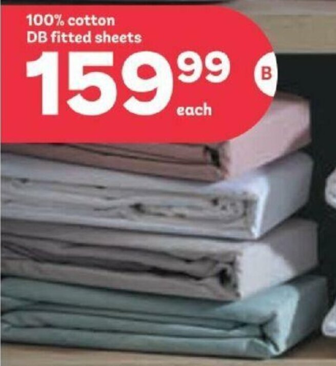 100 Cotton DB Fitted Sheets offer at PEP