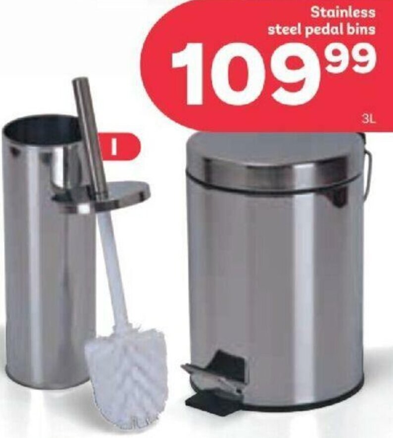 Stainless Steel Pedal Bins 3L offer at PEP