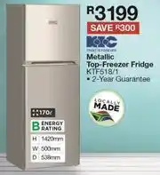 House & Home KIC 170L Metallic Top Freezer Fridge KTF518/1 offer