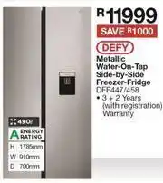 House & Home Defy 490L Metallic Water On Tap Side By Side Freezer Fridge DFF447/458 offer