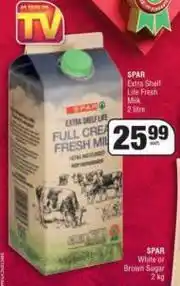 Spar Spar Extra Shelf Life Fresh Milk-2Ltr Each offer