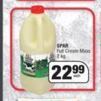 Spar Spar Full Cream Maas-2kg Each offer