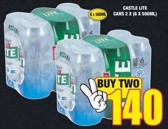 Boxer Liquors Castle Lite Cans 2 x 6 x 500ml offer
