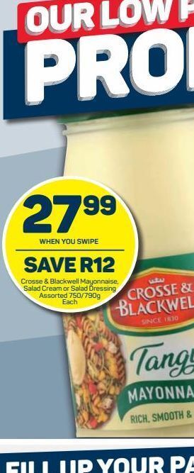 Pick n Pay Crosse & blackwell mayonnaise offer