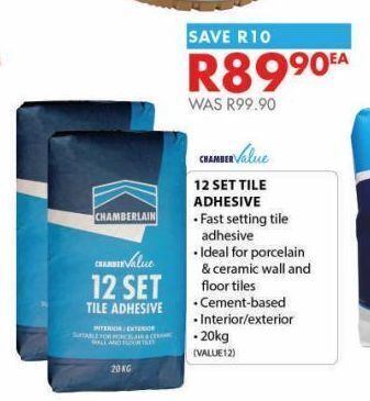 Chamberlain 12 set tile adhesive offer