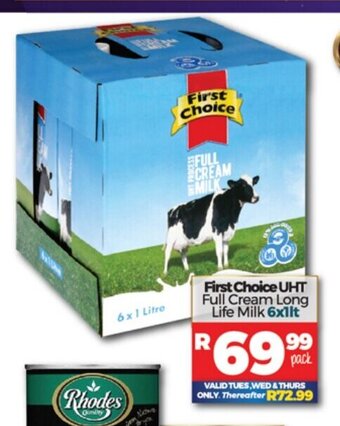 Take 'n Pay First Choice UHT Full Cream Long Life Milk 6x1lt offer