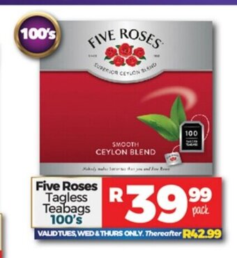 Take 'n Pay Five Roses Tagless Teabags 100's offer