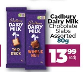 Take 'n Pay Cadbury Dairy Milk Chocolate Slabs Assorted 80g offer