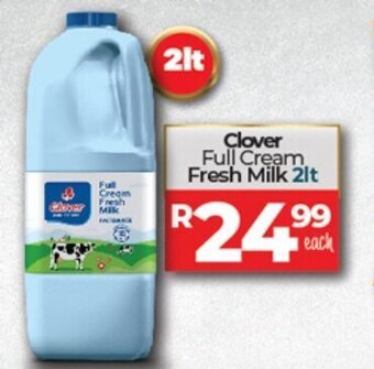 Take 'n Pay Clover Full Cream Fresh Milk 2lt offer
