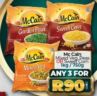 Mc Cain Mixed Veg, Peas or Sweet Corn 1kg / 750g