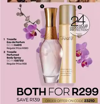 AVON Treselle Eau de Parfum 50ml, Treselle Perfumed Body Spray 90ml offer