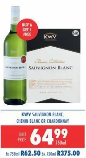 Ultra Liquors KWV Sauvignon Blanc, Chenin Blanc or Chardonnay 750ml offer
