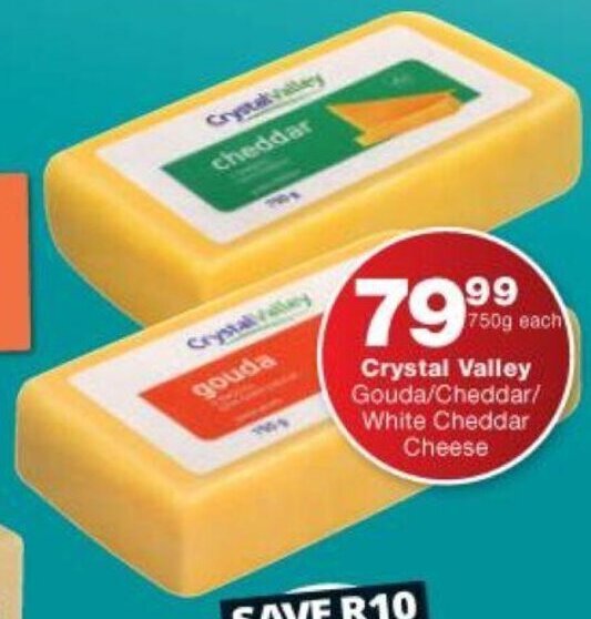 Crystal Valley Gouda/ Cheddar / White Cheddar Cheese offer at Checkers