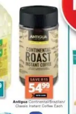 Checkers Antigua Continental / Brazilian / Classic Instant Coffee Each offer