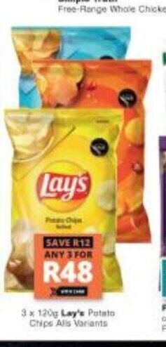 Checkers Lay's Potato Chips All Variants 3 x 120g offer