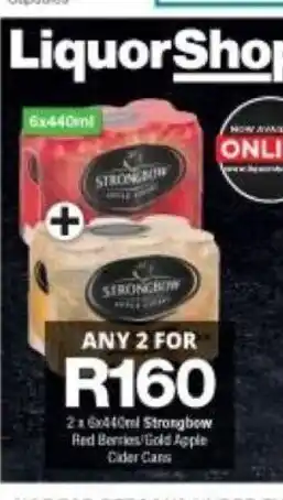 Checkers Strongbow Red Berries / Gold Apple Cider Cans 2 x 6x440ml offer