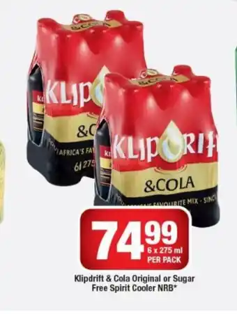 OK Liquor Klipdrift & Cola Original or Sugar Free Spirit Cooler NRB offer