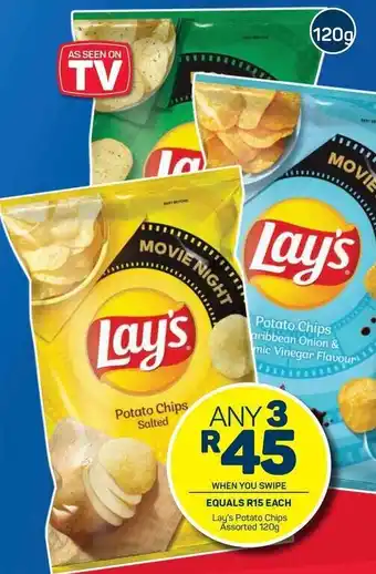 Pick n Pay Lays' Potato Chips Assorted 3 x 120g offer