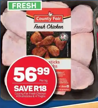 Pick n Pay Country Fair Fresh Chicken 4 Drumsticks & 4 Thighs offer