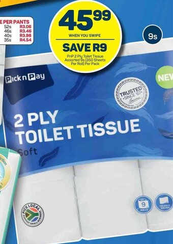 Pick n Pay PnP 2 Ply Toilet Tissue Assorted 9's offer