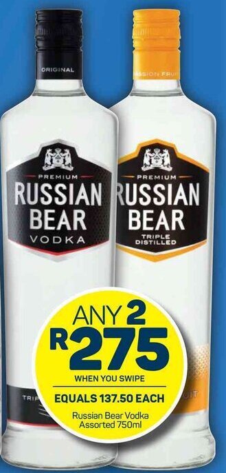 Pick n Pay Russian Bear Vodka Assorted 2 x 750ml offer