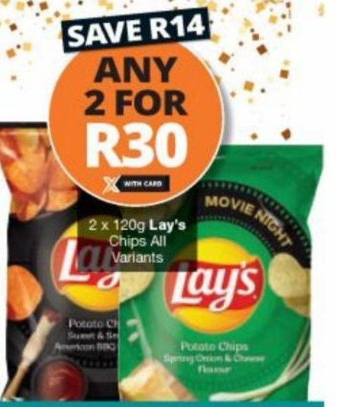 Checkers Liquor Shop Lay's Chips 2 x 120g offer