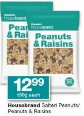 Checkers Liquor Shop Housebrand Salted Peanuts/Peanuts & Raisins 150g offer