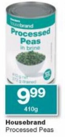 Checkers Liquor Shop Housebrand Processed Peas 410g offer