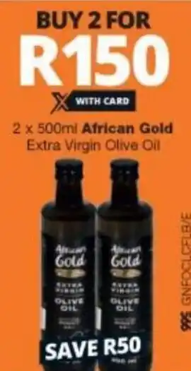 Checkers Liquor Shop African Gold Extra Virgin Olive Oil 2x500ml offer