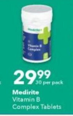 Checkers Liquor Shop Medirite Vitamin B Complex Tablets 30 per pack offer