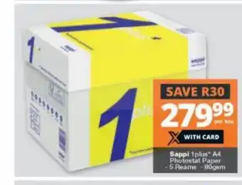 Sappi 1 plus A4 Photostat Paper 5 Reams 80gsm