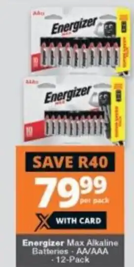 Checkers Liquor Shop Energizer Max Alkaline Batteries AA/AAA 12-pack offer