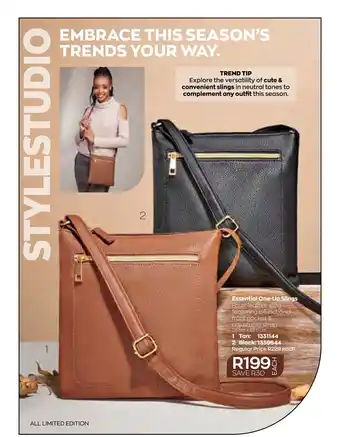 AVON Essentials One-Up Slings Tan or Black offer