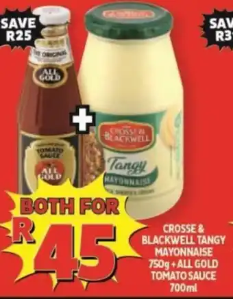 Usave Crosse & Blackwell Tangy Mayonnaise 750g + All Gold Tomato Sauce 700ml offer