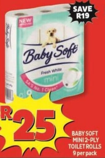 Usave Baby Soft Mini 2-Ply Toilet Rolls 9 per Pack offer