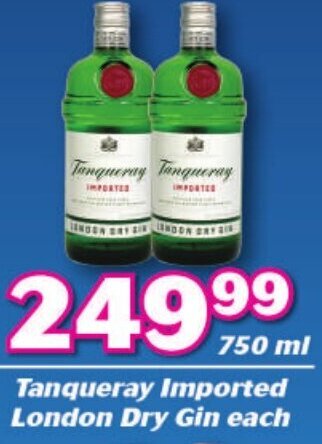 Tanqueray Imported London Dry Gin 750ml