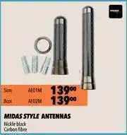 Midas Style Antennas Nickle Black Carbon Fibre 5cm AE01M