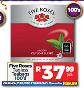 Five Roses Tagless Teabags 100's