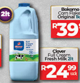 Take 'n Pay Clover Full Cream Fresh Milk 2lt offer