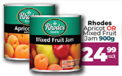 Take 'n Pay Rhodes Apricot or Mixed Fruit Jam 900g offer