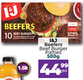 Take 'n Pay I&J Beefers Beef Burger Patties 500g offer