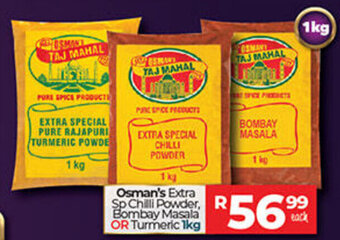 Take 'n Pay Osman's Extra Sp Chilli Powder, Bombay Masala or Turmeric 1kg offer