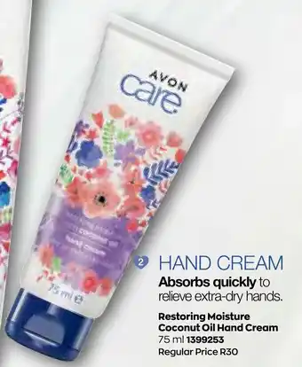 AVON Care Restoring Moisture Coconut Oil Hand Cream 75ml offer