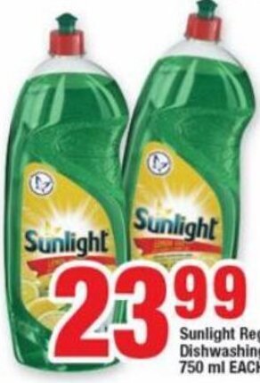 OK Foods Sunlight Regular Dishwashing Liquid 750ml offer