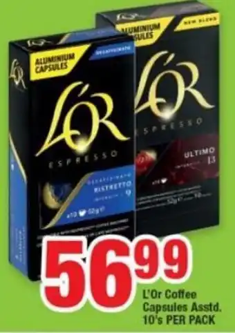 L'Or Coffee Capsules Asstd 10's