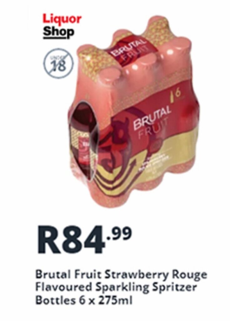 Brutal Fruit Strawberry Rouge Flavoured Sparkling Spritzer Bottles 6 x 275ml offer at Shoprite