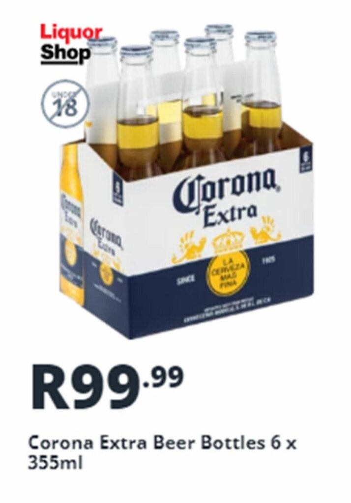 Corona Extra Beer Bottles 6 x 355ml offer at Shoprite Liquor