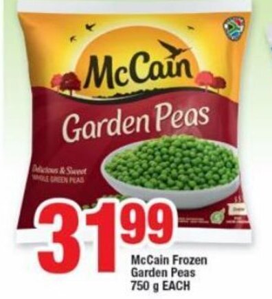 OK Foods McCain Frozen Garden Peas 750g offer